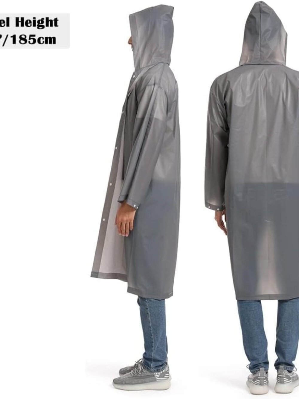 2 Pack Raincoats for Adults Reusable, EVA Rain Ponchos Lightweight Rain Coat Wat - Picture 5 of 8